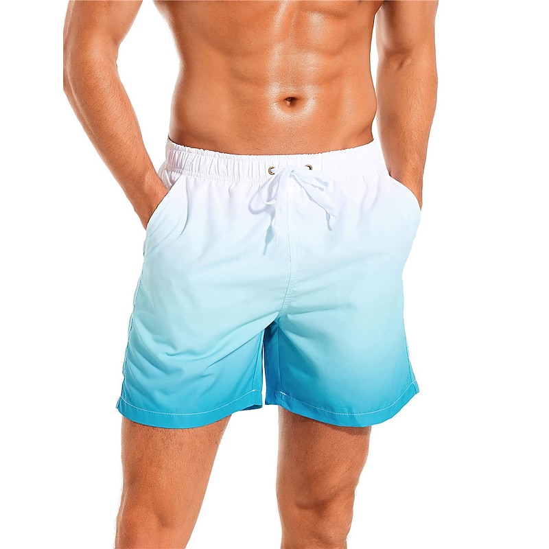 Men's Board Shorts Swim Shorts Swim Trunks Drawstring with Mesh lining Elastic Waist Gradient Quick Dry Short Casual Daily Holiday Hawaiian Boho Black Pink Micro-elastic2