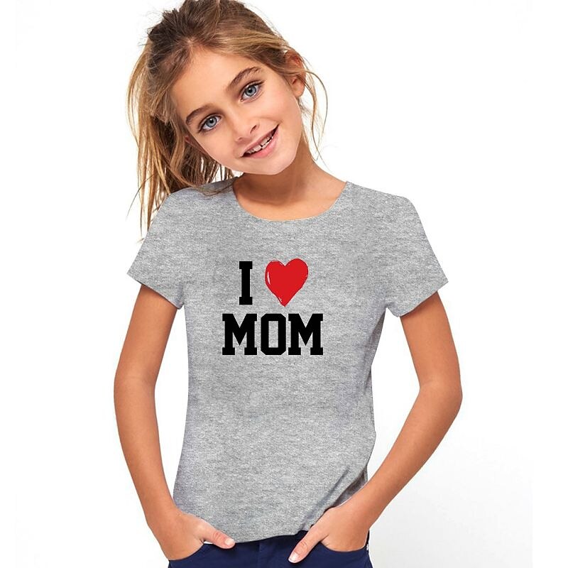 Kids Girls' T shirt Letter Casual Short Sleeve Crewneck Fashion Cotton 7-13 Years Summer Light White Black White4