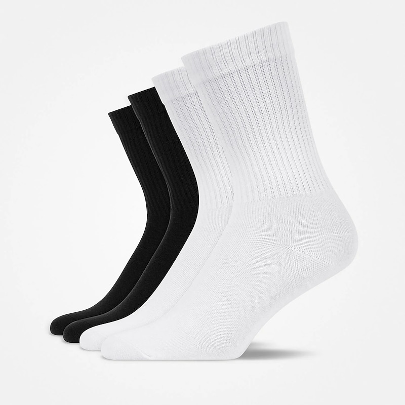Men's 5 Pairs Socks Tennis Socks Crew Socks Black White Color Plain Outdoor Daily Holiday Medium Spring, Fall, Winter, Summer Stylish Classic