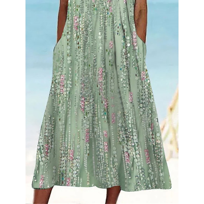 Women's Midi Dress Tank Dress Floral Graphic Ruched Pocket Crew Neck Daily Vacation Sleeveless Summer Spring2