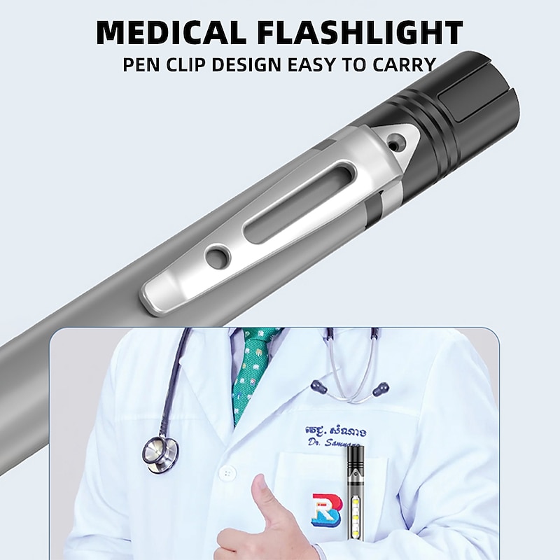 Flashlight Pen Light Professional Dual Light Source Rechargeable Lamp with Side Lights for Indoor and Outdoor Use3