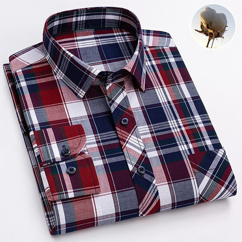 Men's Dress Shirt Plaid Wedding Office / Career Light Yellow Light Blue Black Wine Long Sleeve Turndown Spring &  Fall Clothing Apparel Front Pocket2