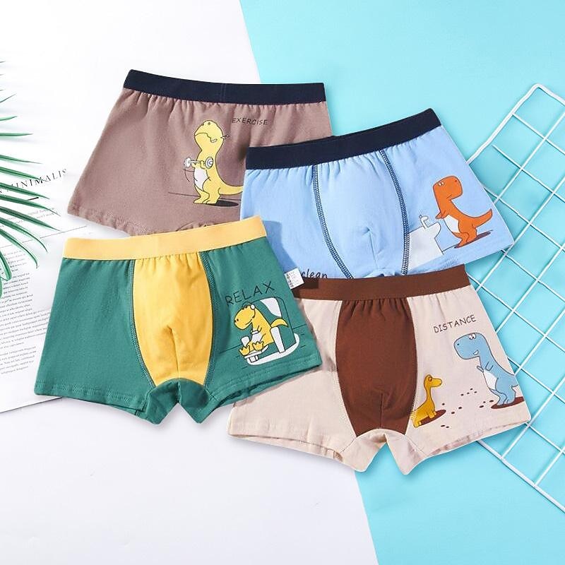 4 Pieces of Boys' Underwear boxer children's underpants triangle boxer pants medium and big boys baby shorts summer thin