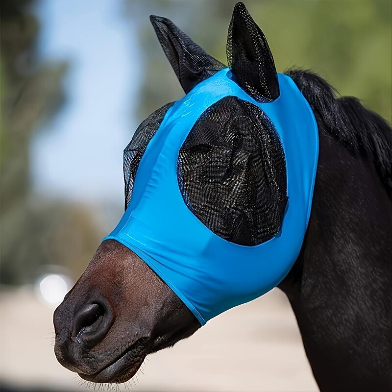 Breathable Horse Fly Mask With Ear, Mosquito Protection Mask, Horseback Riding Equestrian Equipment4