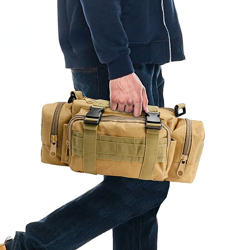 Fanny Pack Waist Bag / Waist pack Hiking Sling Backpack Wearable Multifunctional Lightweight Durable Breathable Outdoor Fishing Hiking Climbing Military Oxford Cloth Black Army Green Khaki4