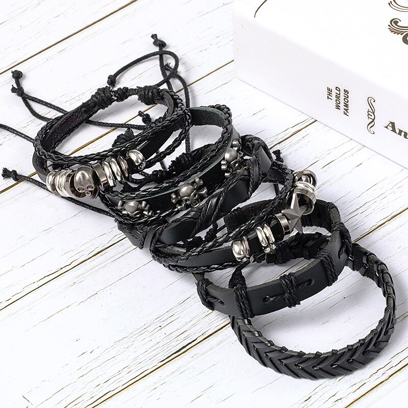 Popular Jewelry Punk Skeleton Series Leather Bracelet Handcrafted Hand Jewelry For Halloween3