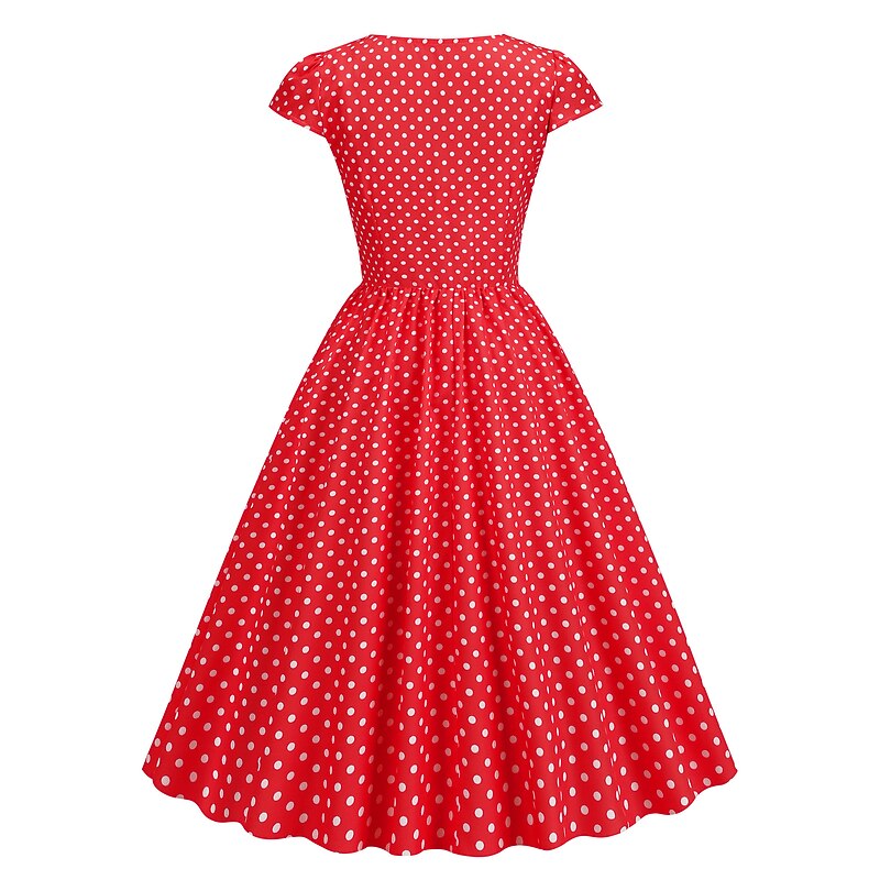 Polka Dots Retro Vintage 1950s Grease Outfits Swing Dress Flare Dress Polka Dot Fancy Dress Women's Carnival Masquerade Casual Daily Adults' Dress Homecoming Dresses4