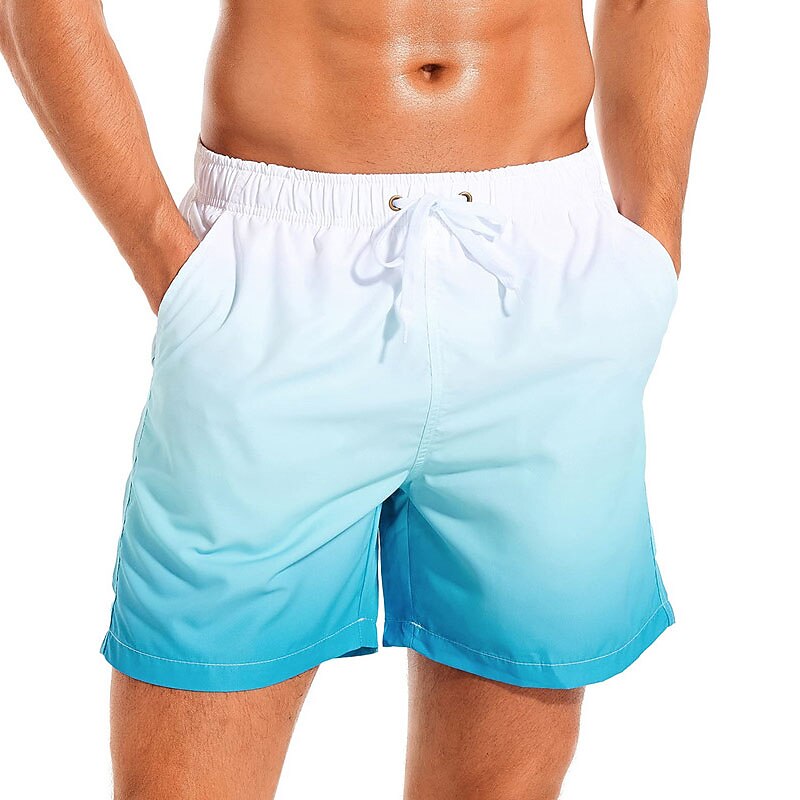 Men's Board Shorts Swim Shorts Swim Trunks Drawstring with Mesh lining Elastic Waist Gradient Quick Dry Short Casual Daily Holiday Hawaiian Boho Black Pink Micro-elastic