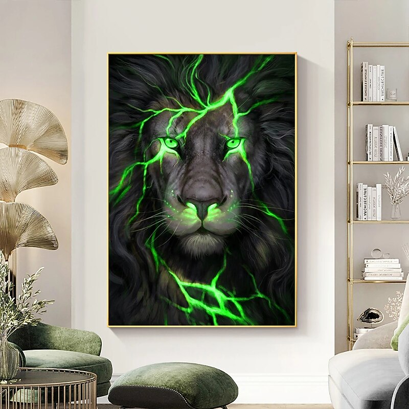 Wall Art Posters Black And Gold Light Lion On Canvas Painting Modern Animal Pictures For Living Room Home Decoration No Frame4
