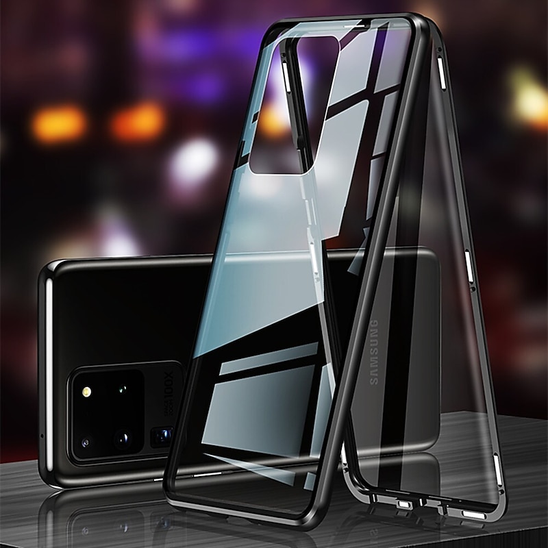 Phone Case For Samsung Galaxy A34 A54 A53 A23 Magnetic Adsorption with Screen Protector Transparent Magnetic Transparent Tempered Glass Metal