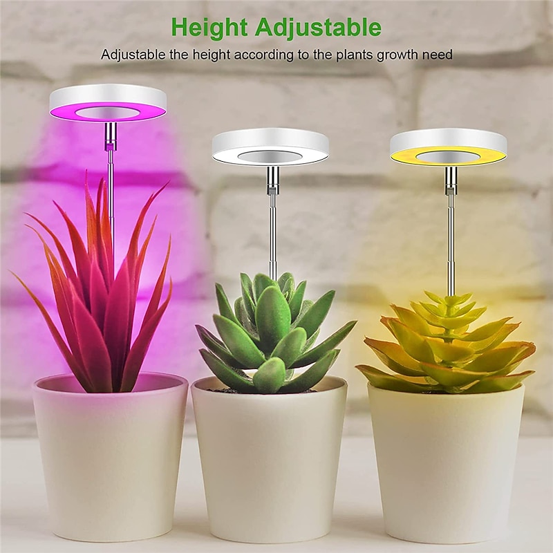 Plant Light Angel Ring Fleshy Fill light USB Colored Full Spectrum LED Bonsai Indoor Timed Dimming Growth Light is Suitable For Indoor Plants Potted Meat Fish Tank Plants  1PC