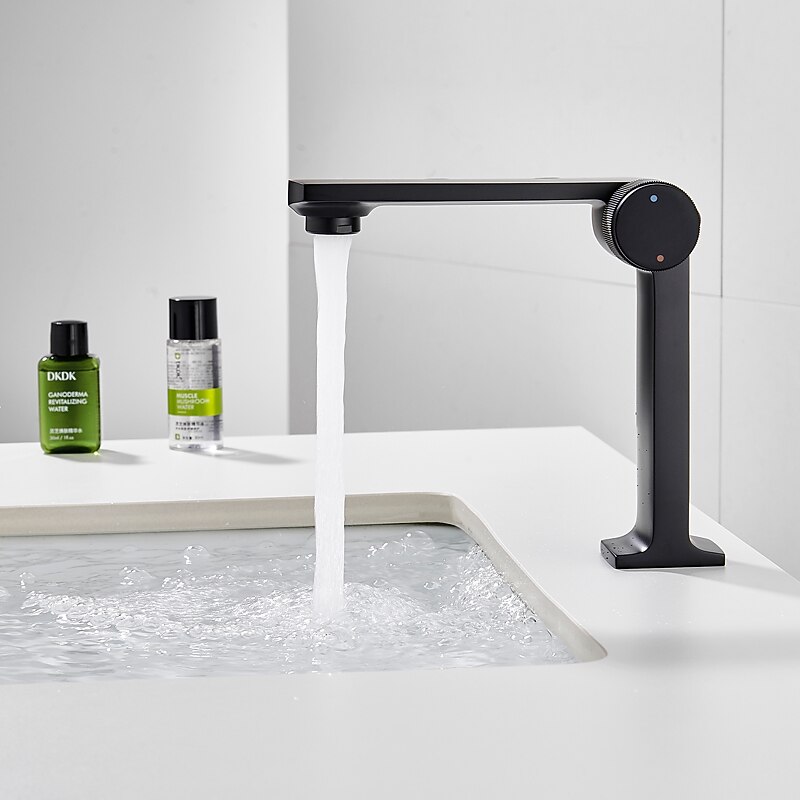 Basin Sink Mixer Taps, Bathroom Sink Faucet Single Handle One Hole Deck Mounted Vessel Water Tap with Hot and Cold Hose4