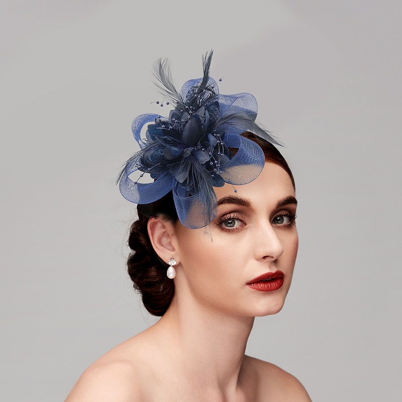 Elegant Feather Net Fascinators Hats with Feathers Fur Floral 1PC Special Occasion Kentucky Derby Horse Race Ladies Day Headpiece dress to impress Rac