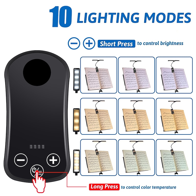 Book Lights 14 LEDs for Reading in Bed Touch Control Reading Light with 3 Colors & 8 Brightness Reading Lights for Books in Bed Portable & Adjustable Rechargeable Reading Lamp4