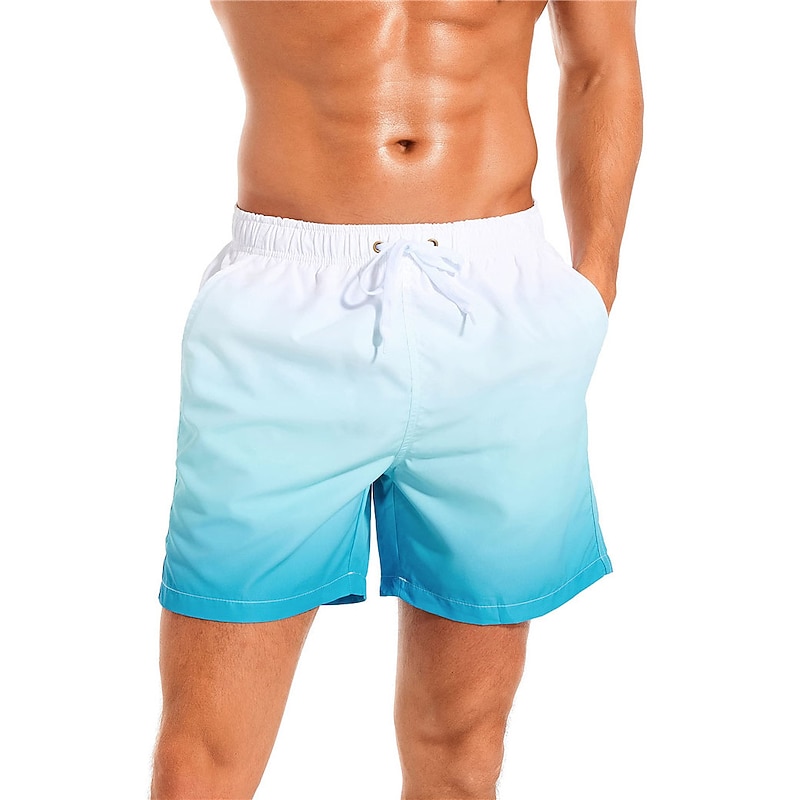 Men's Board Shorts Swim Shorts Swim Trunks Drawstring with Mesh lining Elastic Waist Gradient Quick Dry Short Casual Daily Holiday Hawaiian Boho Black Pink Micro-elastic3