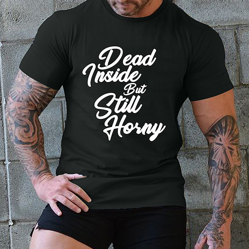 Men's Plus Size T shirt Tee Big and Tall Letter Crewneck Print Short Sleeves Streetwear Stylish Casual Tops Outdoor Going out Tops2