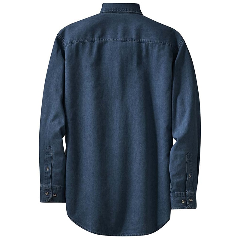 Men's Jeans Shirt Dark Blue Long Sleeve Plain Turndown Vacation Daily Front Pocket Clothing Apparel Denim Fashion Casual3