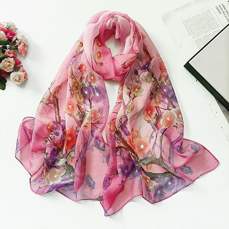 Flower Summer Women Thin Style Scarf Bandana Soft Bandana Female Elegant Shawl Hijab Hairscarves Beach Scarf3
