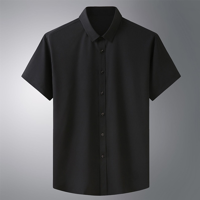 Men's Plain Shirt Short Sleeve Shirt Turndown Outdoor Vacation Black White Red Dark Blue Light Blue Plus Size Clothing Apparel Modern Style Retro Vintage4