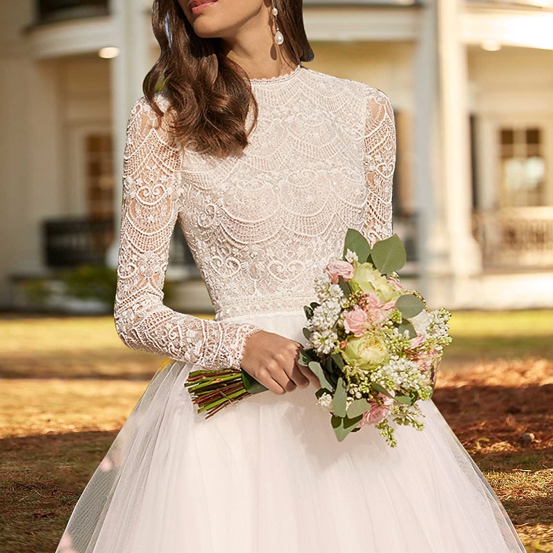 Reception Simple Wedding Dresses Wedding Dresses A-Line Sweetheart Strapless Ankle Length Lace Bridal Gowns With Pleats Solid Color dress to impress Fall Wedding2