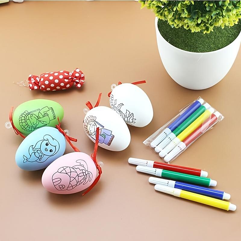 1 Pack, Children's Creative Handmade Diy Easter Eggs Handmade Cartoon Painted Hand-painted Eggshell Toys By Young Children,Easter Gifts For The Children3
