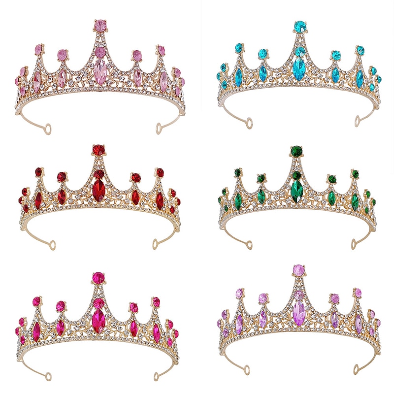 Children's Crown Headwear Flower Children's Crystal Handmade Hair Ornament Girl Crown Princess Birthday Band Stage Performance Photography