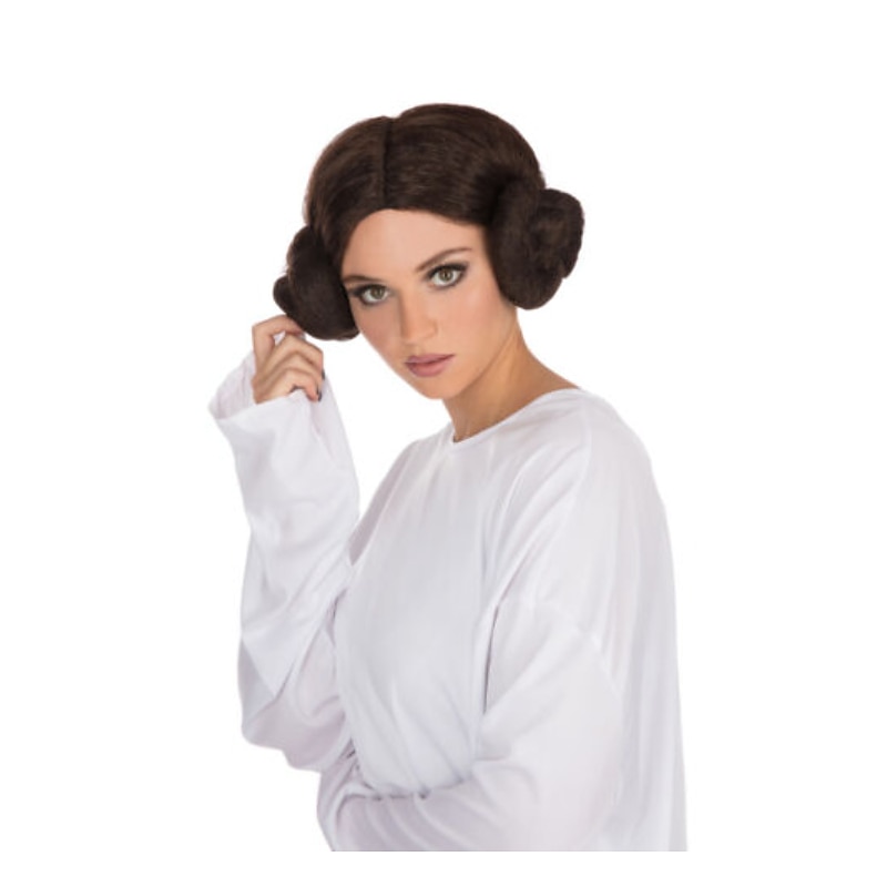 Ladies Leia Space Princess Fancy Dress Bun Wig Cosplay New Halloween Wigs