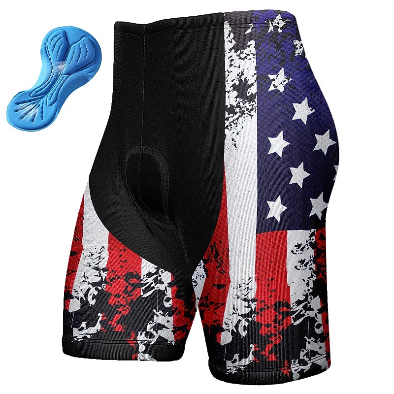Men's Graphic National Flag Cycling Shorts Bike Padded Shorts / Chamois Bottoms Mountain Bike MTB Road Bike Cycling Sports 3D Pad Cycling Quick Dry Moisture Wicking Red Blue Spandex Clothing Apparel