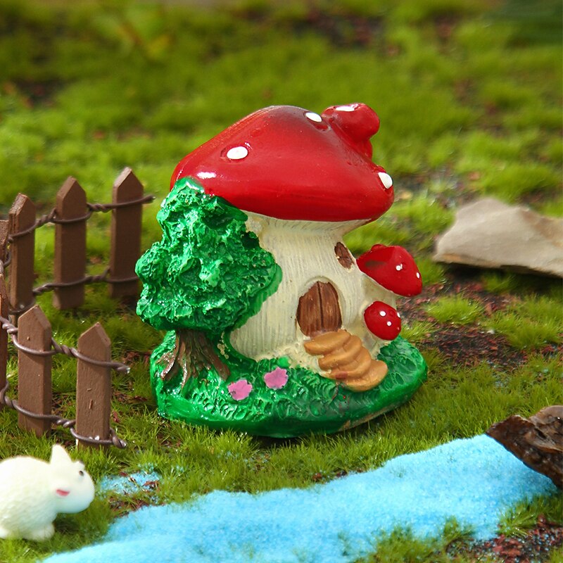Mushroom House Resin Decoration Gardening Flowerpot Micro Landscape Scene With Home Decoration 1PC2