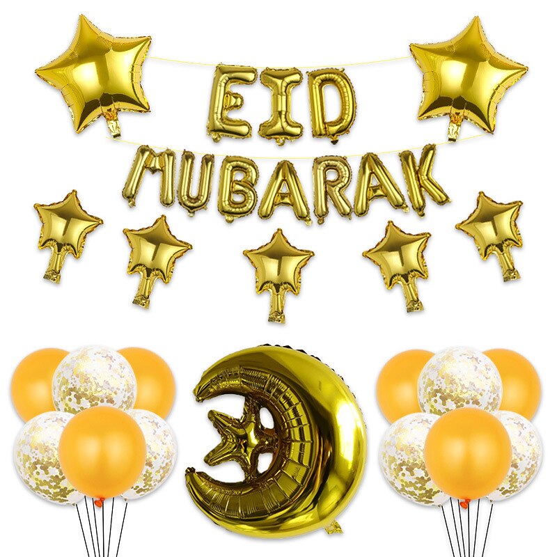 Ramadan Festival EID MUBARAK Aluminum Film Balloon Set Star Moon Decorative Arrangement Gurban Balloon Muslim4