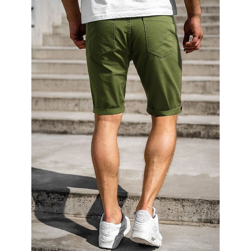 Men's Shorts Chino Shorts Bermuda shorts Pocket Plain Comfort Breathable Outdoor Daily Going out 100% Cotton Fashion Streetwear Blue Khaki4