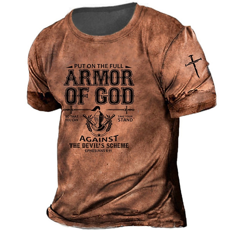 Men's Unisex Templar Cross Letter Graphic Prints T Shirt Distressed T Shirt Short Sleeve T shirt 3D Print Crew Neck Shirt Vintage Sports Designer Outdoor Street Daily Red Blue Brown Summer Clothing4