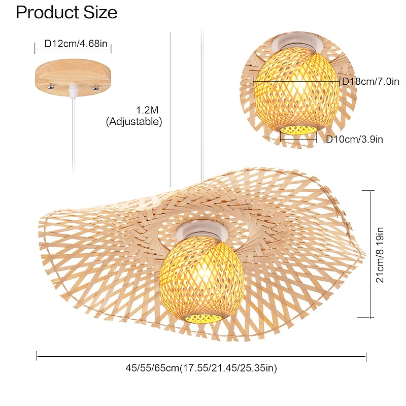 Bamboo Weaving  Ceiling Chandelier Retro Idyllic Style E26/E27 Chandelier Lighting is Applicable to Living Room Bedroom Restaurant Cafe Bar Restaurant Club4