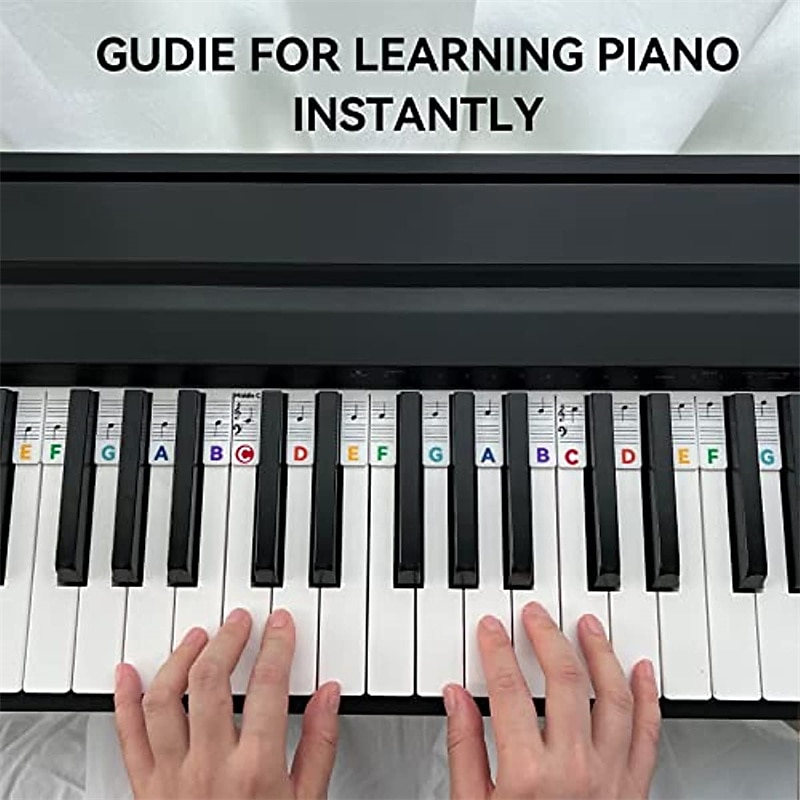 Piano Notes Guide For Beginner Removable Piano Keyboard Note Labels For Learning 88-Key Full Size Made Of Silicone No Need Stickers Reusable For Student4