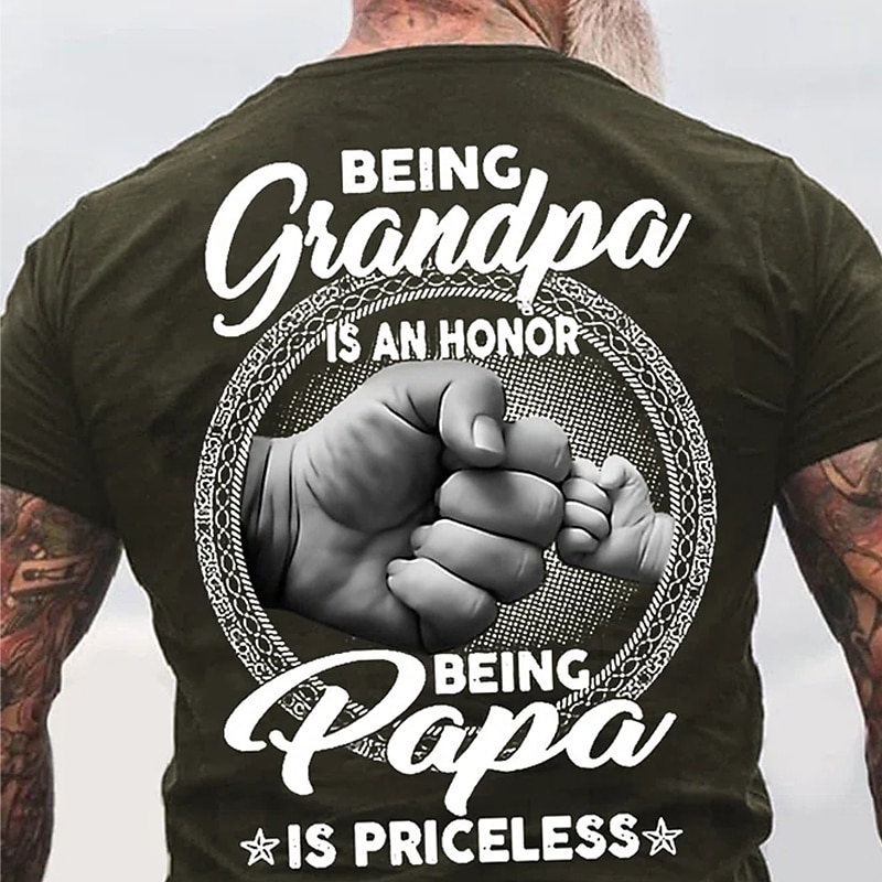 Mens Graphic T-Shirt Being Grandpa Is An Honor Being Papa Is Priceless Family Grandfather Gift Tee3