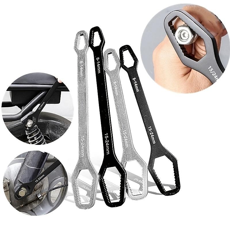 1PC 3-24mm Multifunctional Double Head Wrench, Household Tools Universal Self-tightening Adjustable Special-shaped Wrench Portable Hand Tools2