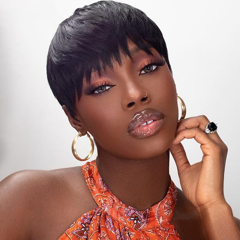 Pixie Cut perruque cheveux humain Full Machine Made Human Hair Pre Plucked  Wig Short Bob Cheap Human Hair Wigs