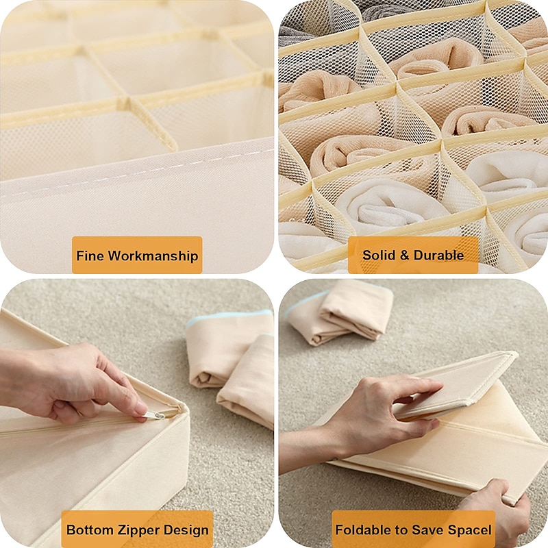 Underwear Bra Storage Box Household Korean Cloth Oxford Cloth Covered Bra Socks Storage 32X32X10cm3