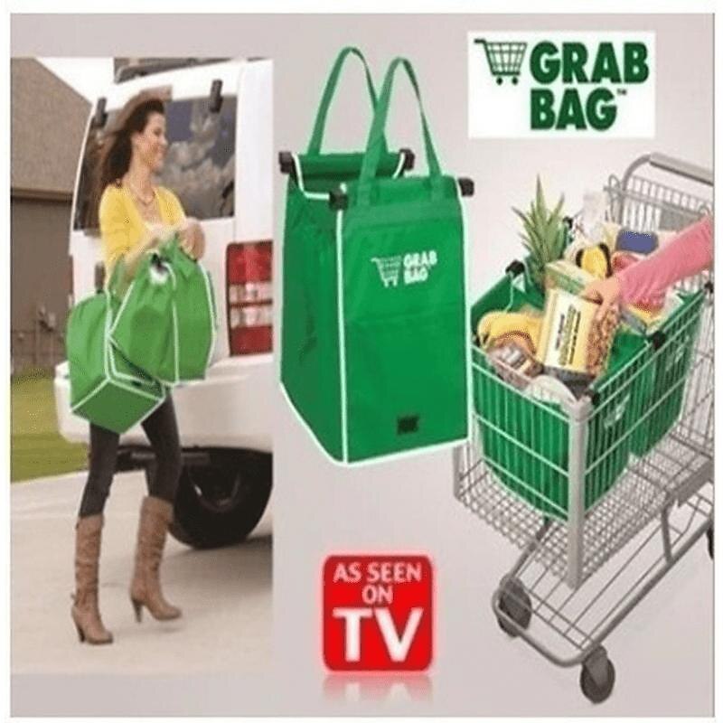 Thickened Green Supermarket Cart Shopping Bag Storage Fabric Bag Non Woven Handbag Tv Product Grab Bag4