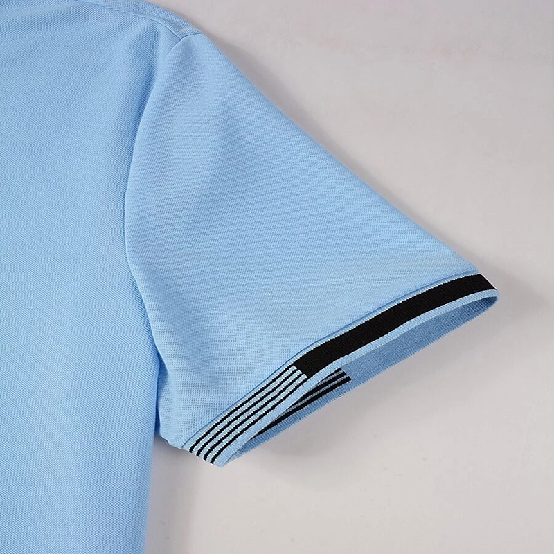 Men's Polo Shirt Golf Shirt Street Casual Classic Short Sleeve Fashion Basic Color Block Button Summer Regular Fit Spring Grass Green Light Sky Blue Black White Pink Pearl Pink Polo Shirt3