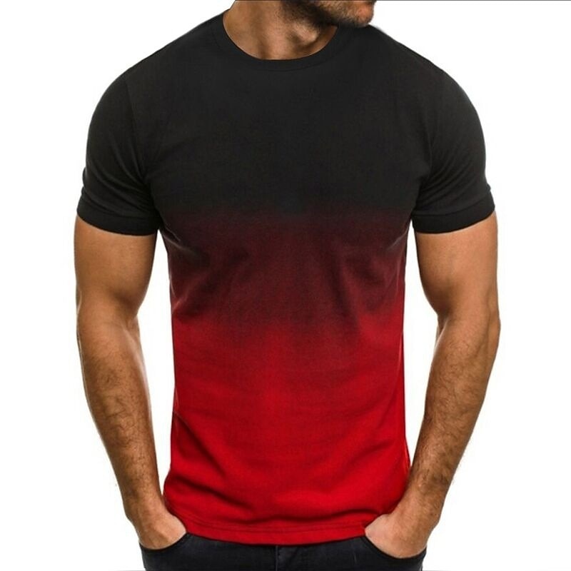 Men's T shirt Tee Tee Top Gradient Crew Neck Street Vacation Short Sleeves Clothing Apparel Fashion Sport Basic3