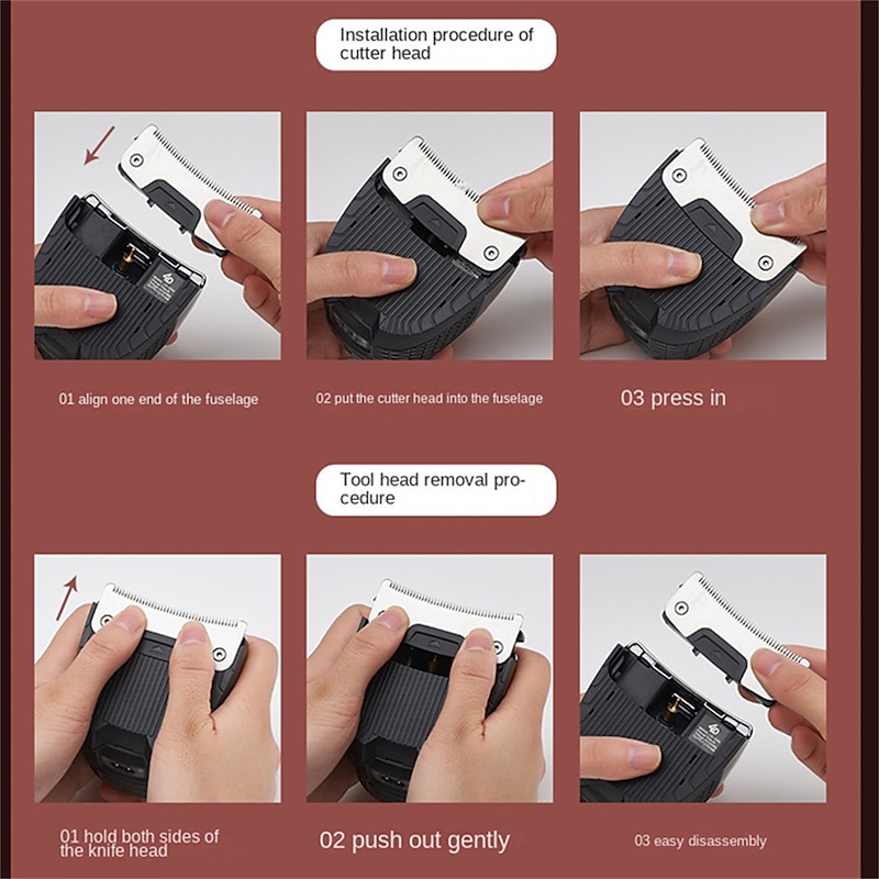 1pc Hair Clipper For Men For Hair Cutting Cordless Rechargeable Hair Trimmer Metal Cutting Grooming Kit Beard Shaver For Self Home Barbers4