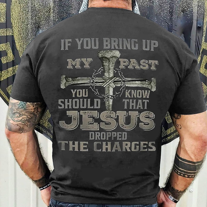 Men's Graphic Letter Jesus T Shirt Tee 100% Cotton Short Sleeve Graphic Shirt Wine Black White Comfortable Tee Vacation Daily Wear Fashion Designer Clothing4