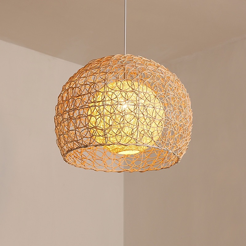 LED Pendnat Light Bamboo Lantern Design Chandelier Retro 25cm Chandelier Ceiling Lighting is Applicable to Living Room Bedroom Restaurant Cafe Bar Restaurant Club4