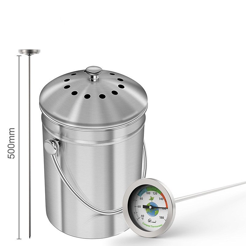 Compost Soil Gardening Thermometer Super-Long Stainless Steel Probe Fertilizer Test Thermometer 50cm3