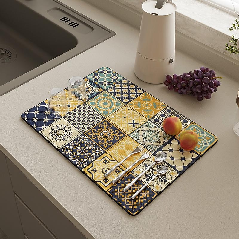 Drying Mat For Kitchen Counter Coffee Patterntableware Drying Mat Table Insulation Mat Protect Countertops And Tableware Bowl And Chopsticks Drying Mat Absorbent Dishes Drainer Mats4