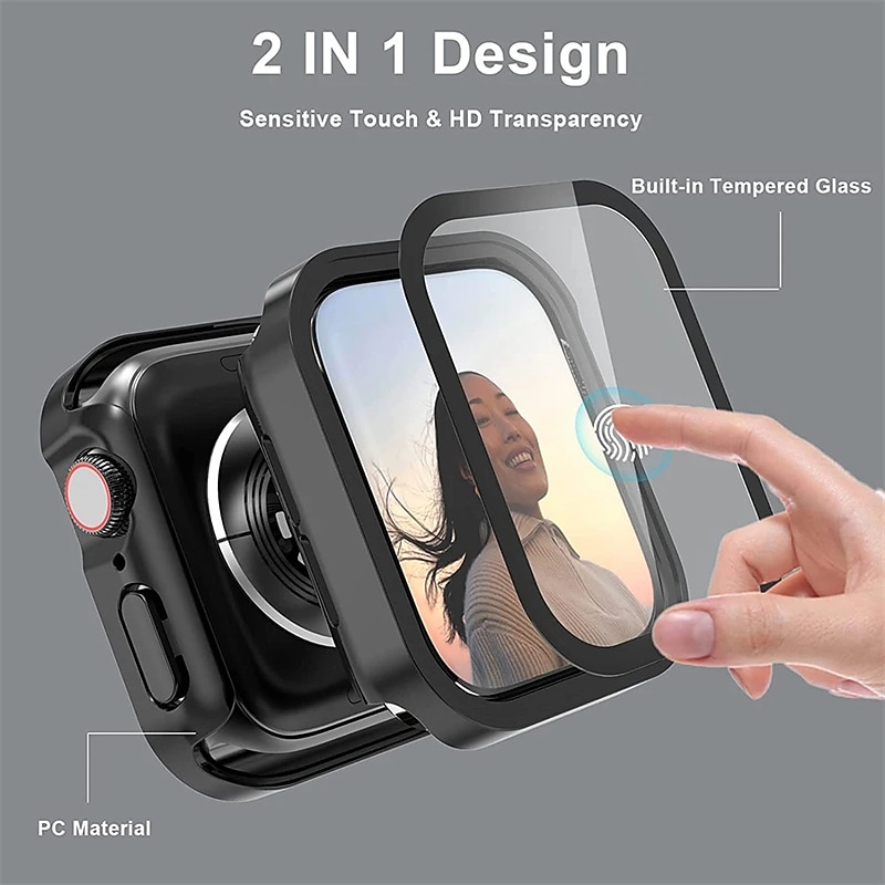 Watch Case with Screen Protector Compatible with Apple Watch Ultra 49mm / Series 8 7 41mm 45mm / Series 6 5 4 SE 40mm 44mm Shockproof Hard PC Watch Cover2