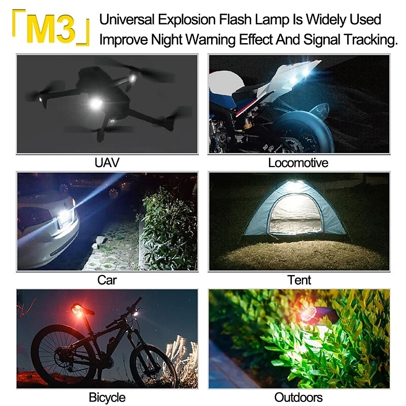 Wireless LED Drone Strobe Light for Motorcycle Car Bike Remote Control Anti-collision Warning Light Signal Light USB Charging2