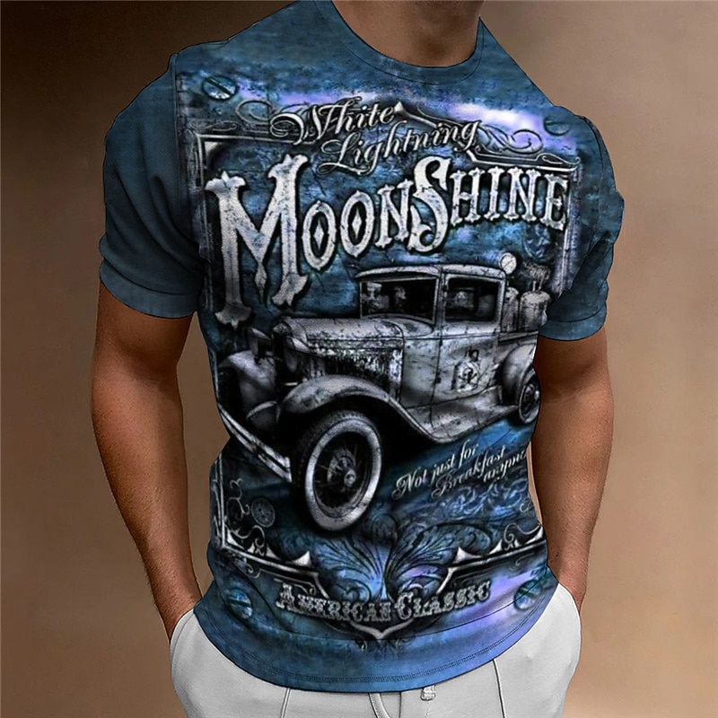 Men's Graphic Car T Shirt Short Sleeve T shirt 3D Print Crew Neck Shirt Vintage Fashion Designer Outdoor Daily Sports Blue Brown Green Spring & Summer Clothing Apparel S M L XL 2XL 3XL2