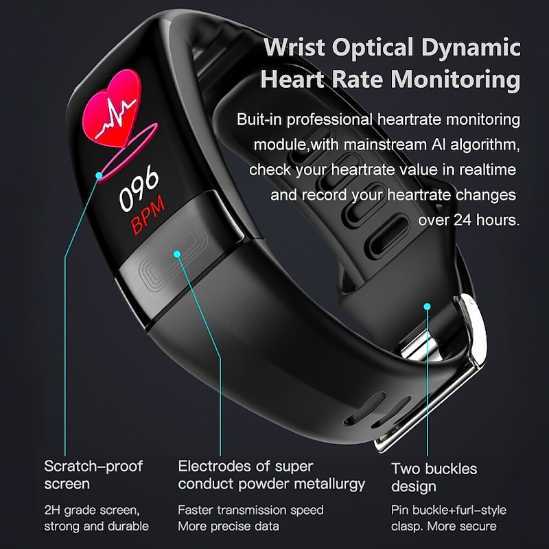 P11 PLUS Smart Watch 0.96 inch Smart Wristbands Fitness Band ECG+PPG Pedometer Call Reminder Fitness Tracker Activity Tracker Compatible with Android iOS IP674